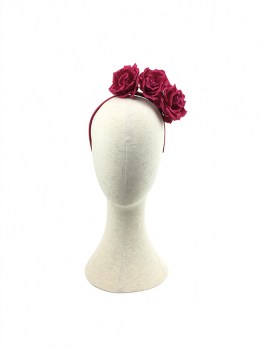 Fuchsia zijden rozen haarband
